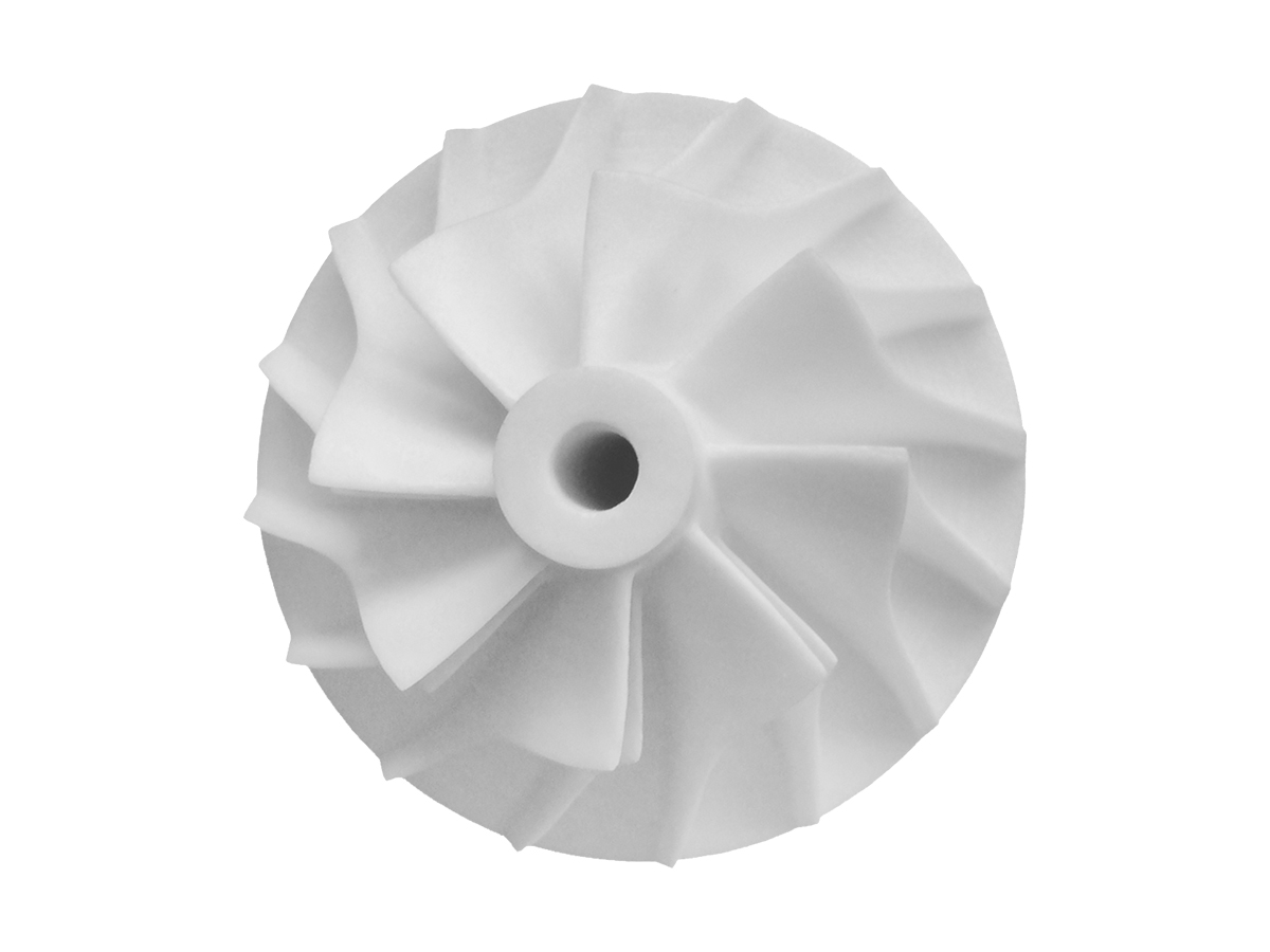 Turbine impeller cast in a high-temperature superalloy
