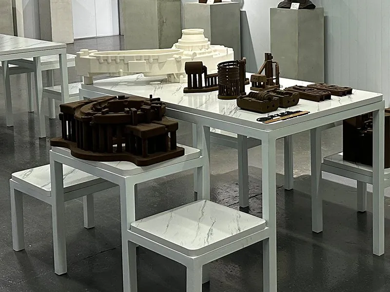 Bronze art castings in the foundry showroom