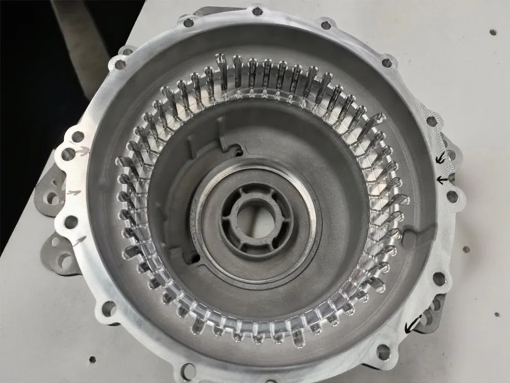 Machined motor housing cast in ZL101A aluminium